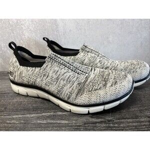 Black White Athletic Shoes Size 8.5 Slip On By Skechers